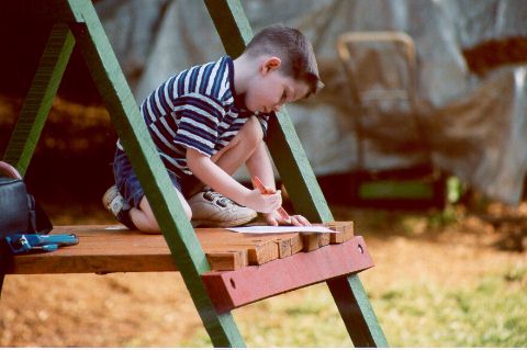 [Joshua designs his treehouse - Spring 2000]