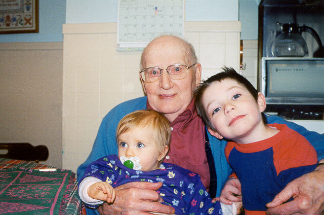 [Anna and Joshua with Great Grandpa Karg - December 2000]