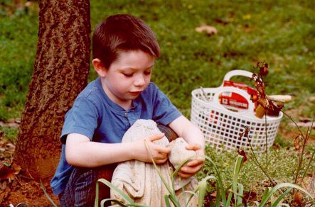 [Joshua with broken statue - Spring 2000]